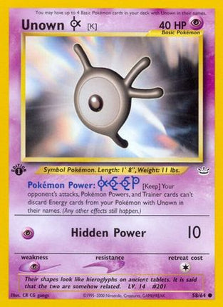 Unown [K] - 58/64 [Neo Revelation] 1st Edition