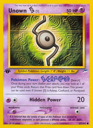 Unown [S] - 87/105 [Neo Destiny] 1st Edition