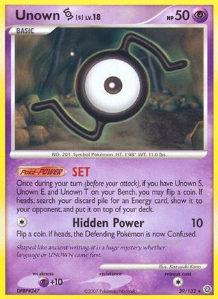 Unown [S] - 39/132 [Secret Wonders] Reverse Holofoil