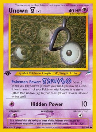 Unown [V] - 89/105 [Neo Destiny] 1st Edition