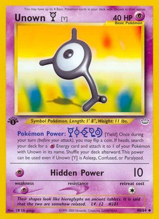 Unown [Y] - 40/64 [Neo Revelation] 1st Edition