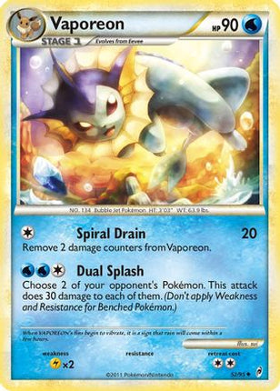 Vaporeon - 52/95 [Call of Legends] Reverse Holofoil