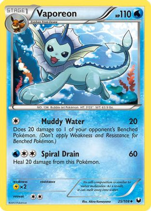 Vaporeon - 25/108 [Dark Explorers] Reverse Holofoil
