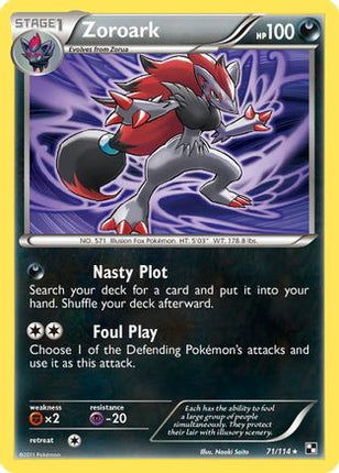 Zoroark - 71/114 [Black and White] Reverse Holofoil