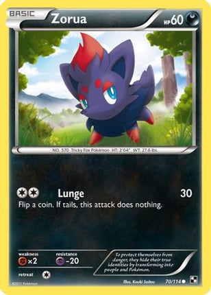 Zorua - 70/114 [Black and White] Reverse Holofoil