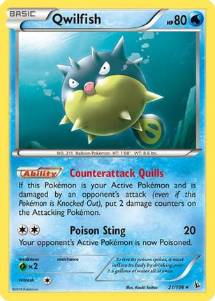 Qwilfish - 21/106 [XY - Flashfire] Reverse Holofoil