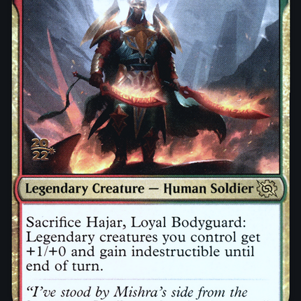 Hajar, Loyal Bodyguard [The Brothers' War Promos] Prerelease Foil