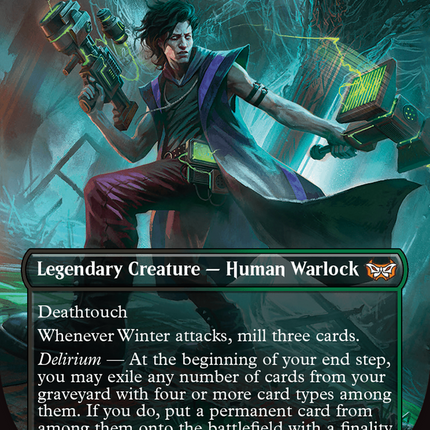 Winter, Cynical Opportunist (Borderless) [Duskmourn: House of Horror Commander] Foil
