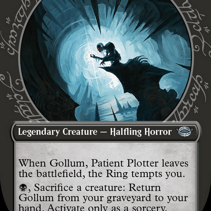Gollum, Patient Plotter (Showcase) (Borderless) [The Lord of the Rings: Tales of Middle-earth] Surge Foil