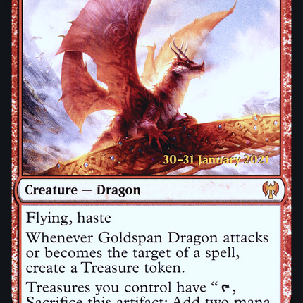 Goldspan Dragon [Kaldheim Promos] Prerelease Foil