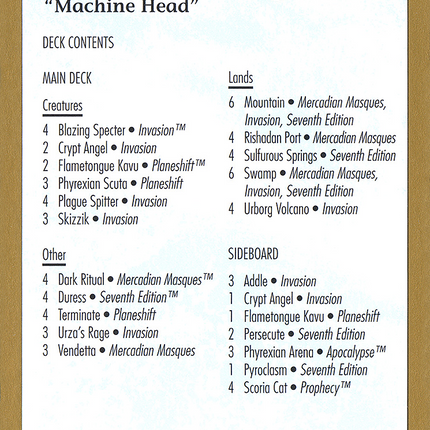 Tom van de Logt Decklist (2001) [World Championship Decks 2001]