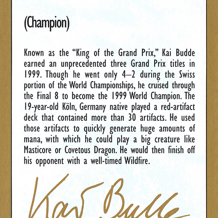 Kai Budde Bio [World Championship Decks 1999]