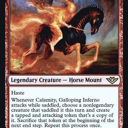 Calamity, Galloping Inferno [Outlaws of Thunder Junction Promos] Prerelease Foil