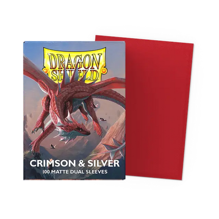 Dragon Shield Standard - Crimson & Silver - Matte Dual Sleeves