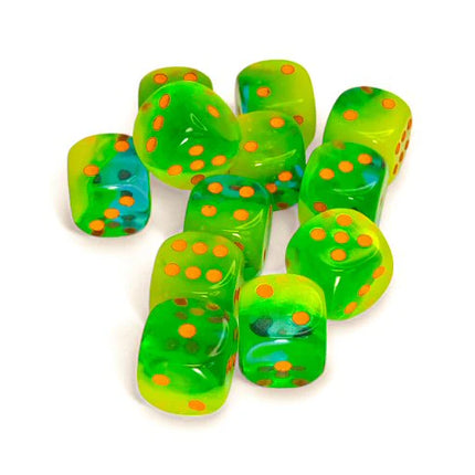 Chessex - 12D6 - Gemini - Plasma Green-Teal/Orange Luminary