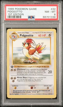 1999 Pokemon Game Pidgeotto #22 1st Edition PSA NM-MT 8