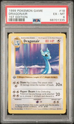 1999 Pokemon Game Dragonair #18 1st Edition PSA EX - NM 6