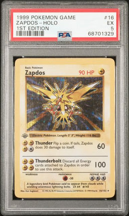 1999 Pokemon Game Zapdos - Holo 1st edition PSA EX 5