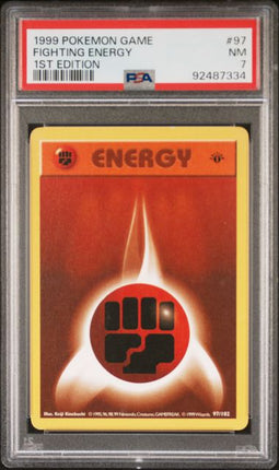 1999 Pokemon Game Fighting Energy #97 1st Edition PSA NM 7