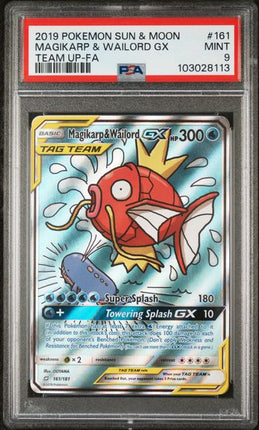 2019 Pokemon Sun & Moon Magikarp & Wailord GX Team Up-FA PSA MINT 9