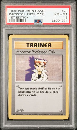 1999 Pokemon Game Imposter Professor Oak #73 1st Edition PSA NM-MT 8