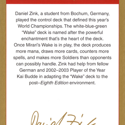 Daniel Zink Bio [World Championship Decks 2003]