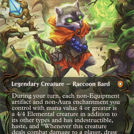 Bello, Bard of the Brambles (Borderless) [Bloomburrow Commander] Raised Foil