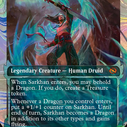 Sarkhan, Dragon Ascendant (Showcase) (Borderless) [Tarkir: Dragonstorm] Halo Foil