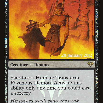 Ravenous Demon // Archdemon of Greed [Dark Ascension Promos] Prerelease Foil
