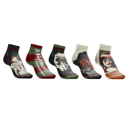 Classic Horror Movies Themed 5 Pack Womens Juniors Ankle Socks