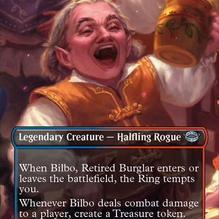 Bilbo, Retired Burglar (Borderless) [The Lord of the Rings: Tales of Middle-earth] Prerelease Foil