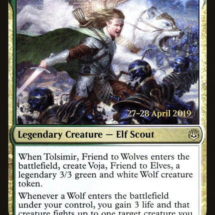Tolsimir, Friend to Wolves [War of the Spark Promos] Prerelease Foil