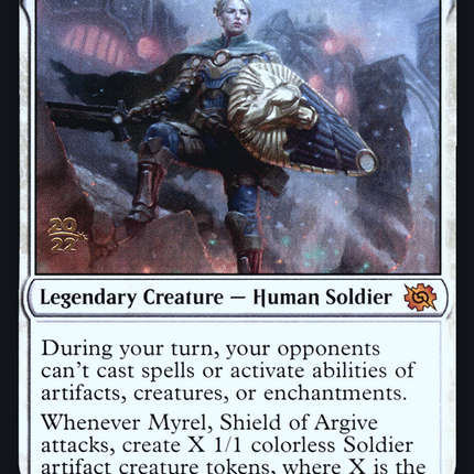 Myrel, Shield of Argive [The Brothers' War Promos] Prerelease Foil