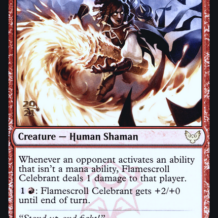 Flamescroll Celebrant // Revel in Silence [Strixhaven: School of Mages Promos] Prerelease Foil
