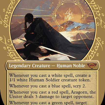 Aragorn, the Uniter (Showcase) (Borderless) [The Lord of the Rings: Tales of Middle-earth] Surge Foil