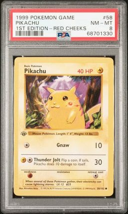 1999 Pokemon Game Pikachu 1st Edition - Red Cheeks PSA NM-MT 8