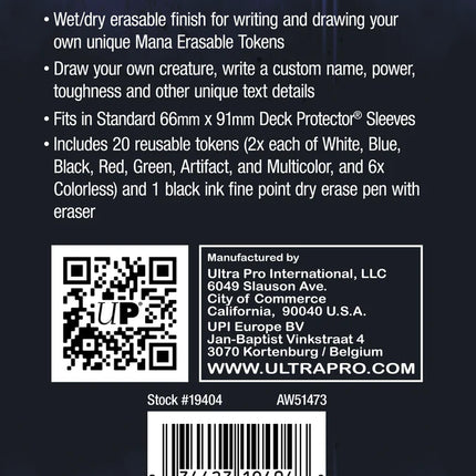 Ultra Pro - Magic: The Gathering Eraseable Tokens - 20 Pack