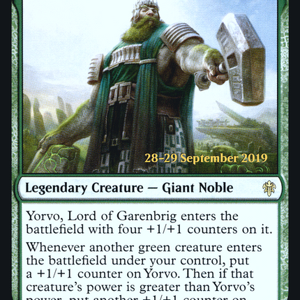 Yorvo, Lord of Garenbrig [Throne of Eldraine Promos] Prerelease Foil