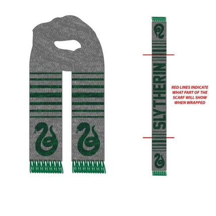 Harry Potter - Slytherin - Marled Jacquard Stripe Scarf Green Grey
