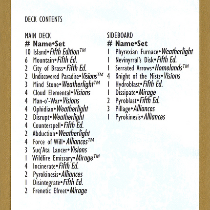 Paul McCabe Decklist [World Championship Decks 1997]