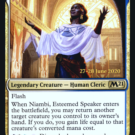 Niambi, Esteemed Speaker [Core Set 2021 Promos] Prerelease Foil