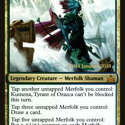 Kumena, Tyrant of Orazca [Rivals of Ixalan Promos] Prerelease Foil