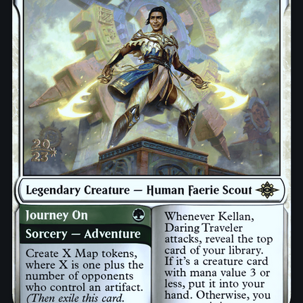 Kellan, Daring Traveler // Journey On [The Lost Caverns of Ixalan Promos] Prerelease Foil