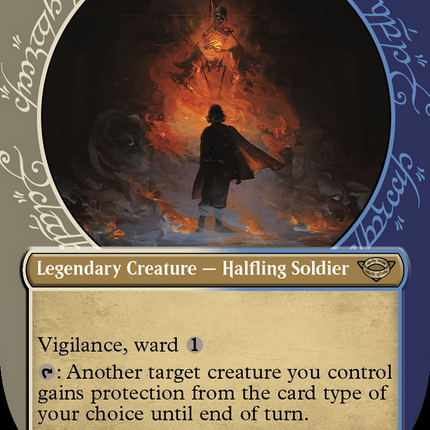 Pippin, Guard of the Citadel (Showcase) (Borderless) [The Lord of the Rings: Tales of Middle-earth] Surge Foil