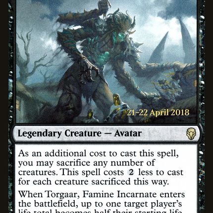 Torgaar, Famine Incarnate [Dominaria Promos] Prerelease Foil