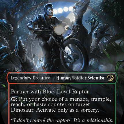 Owen Grady, Raptor Trainer (Borderless) [Jurassic World Collection] (Emblem) Foil