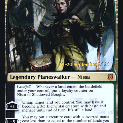 Nissa of Shadowed Boughs [Zendikar Rising Promos] Prerelease Foil