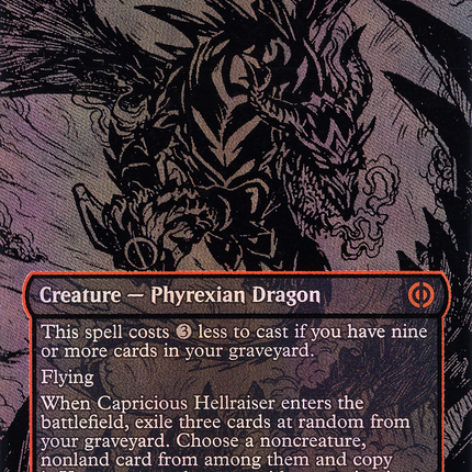 Capricious Hellraiser (Borderless) [Phyrexia: All Will Be One] Oil Slick Raised Foil