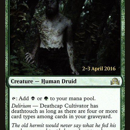 Deathcap Cultivator [Shadows over Innistrad Promos] Prerelease Foil