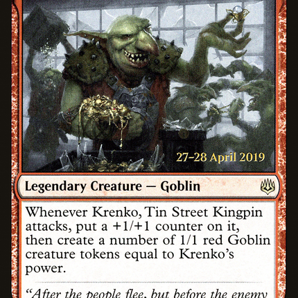 Krenko, Tin Street Kingpin [War of the Spark Promos] Prerelease Foil